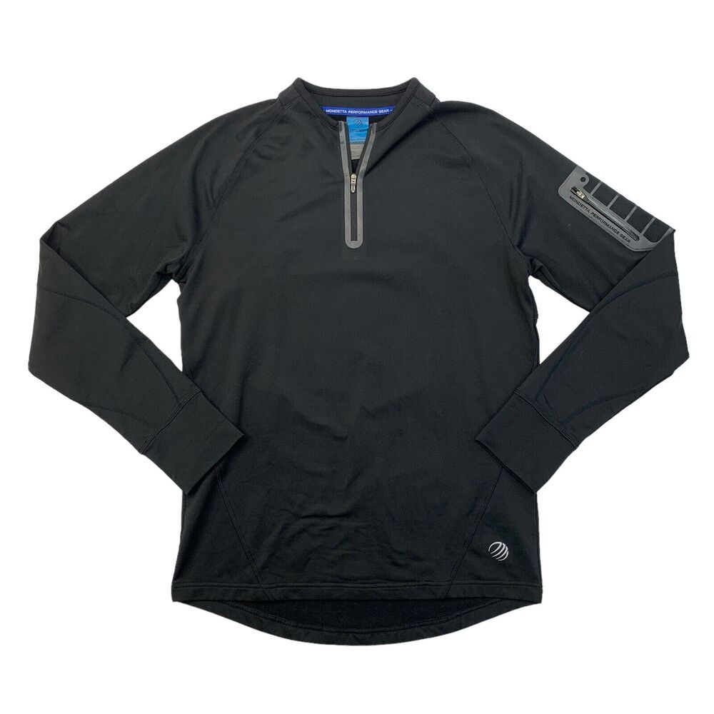 Mondetta Training Sweatshirt Mens M Medium Black Running Quarter Zip Thumb Holes